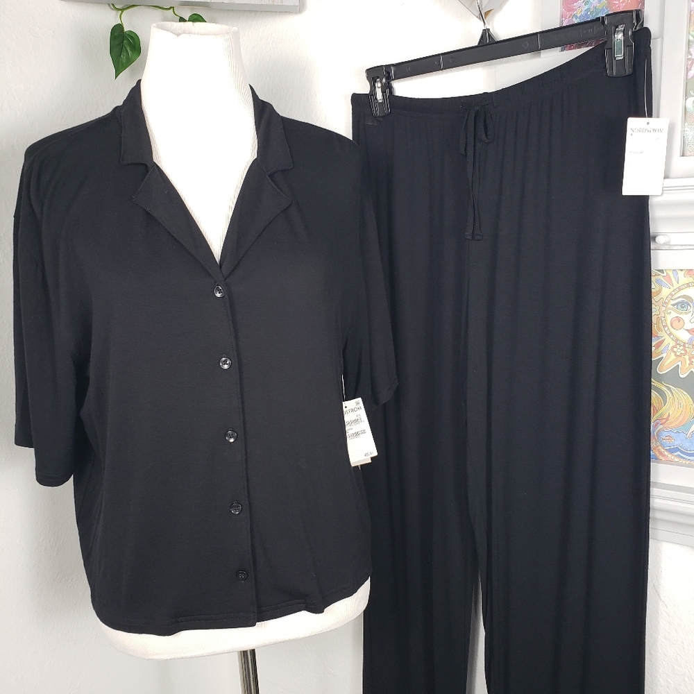 BP. 2p Pajama Black Knit Lounge Sleep Wear Nordstrom sz Oversized Small